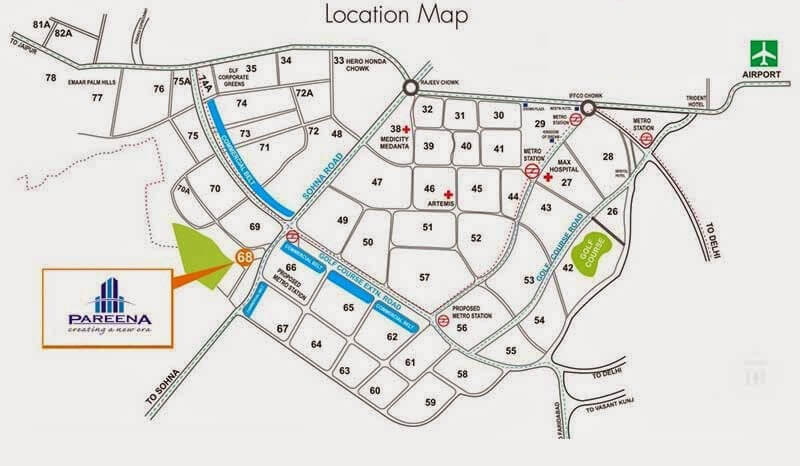 Pareena-Micasa-sector-68-Location-Map