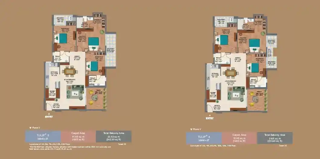Ashiana Amarah Phase 5 3BHK & 4BHK Layouts